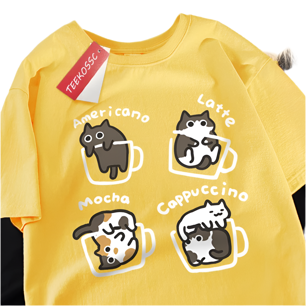 FLOWERS FUN CAT T-SHIRTS