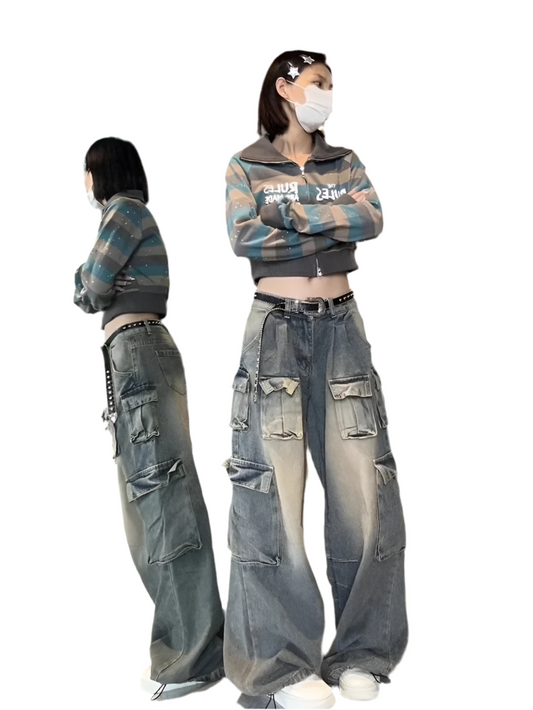 MULTI-POCKET BAGGY JEANS