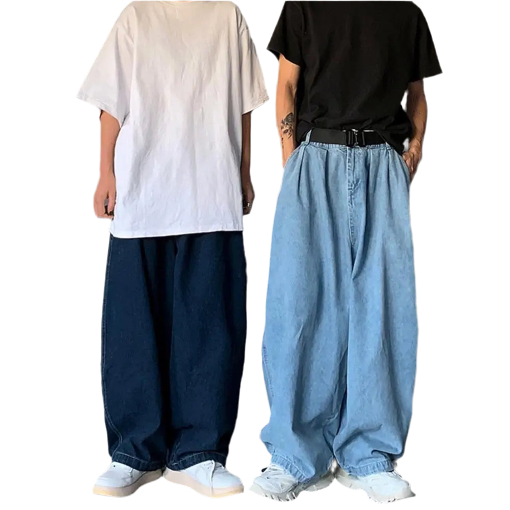 BAGGY ELASTIC WAISTBAND JEANS