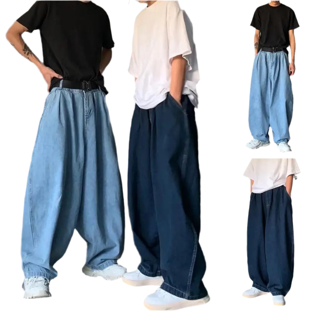 BAGGY ELASTIC WAISTBAND JEANS