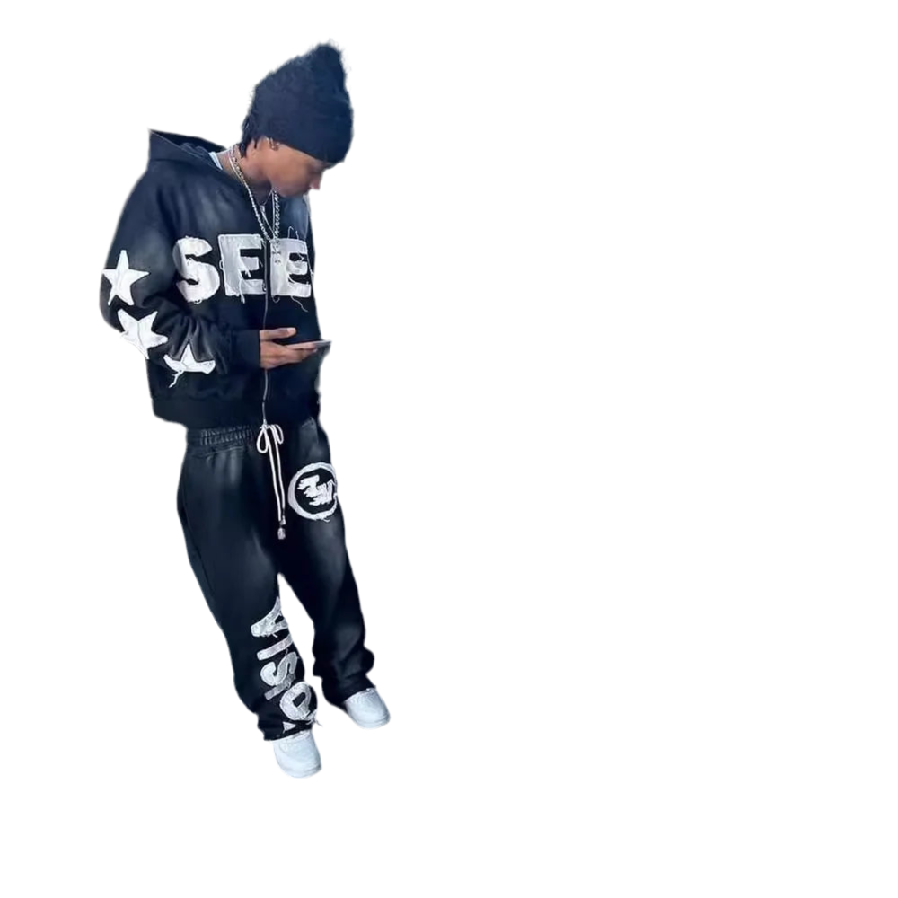 HIP HOP PULLOVER HOODIE SETS