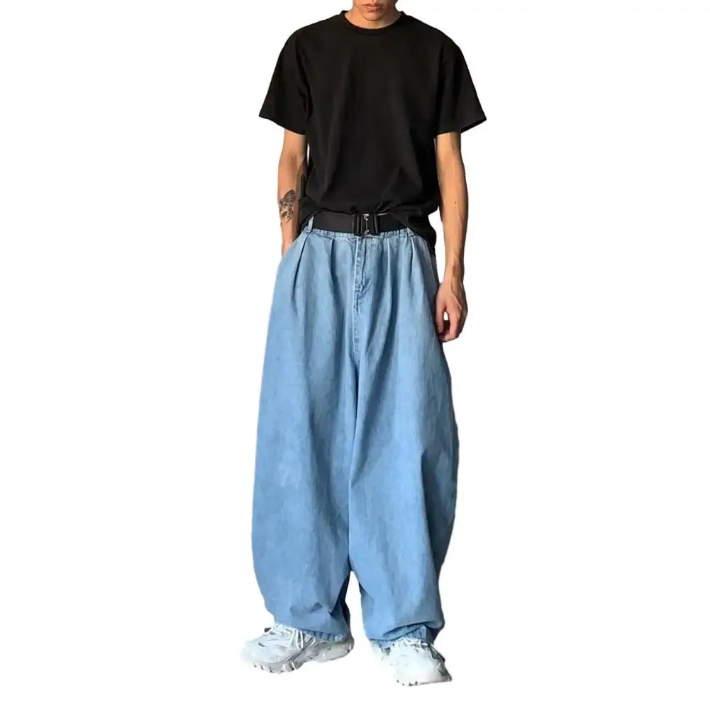 BAGGY ELASTIC WAISTBAND JEANS