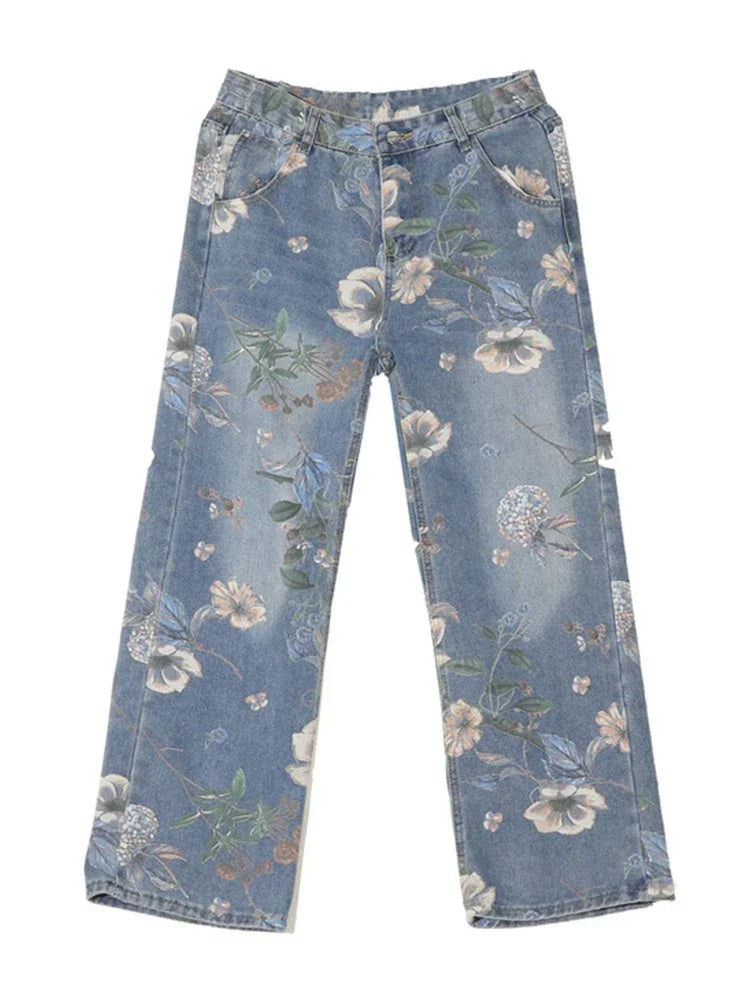 FLOWER BLOSSOM BAGGY JEANS